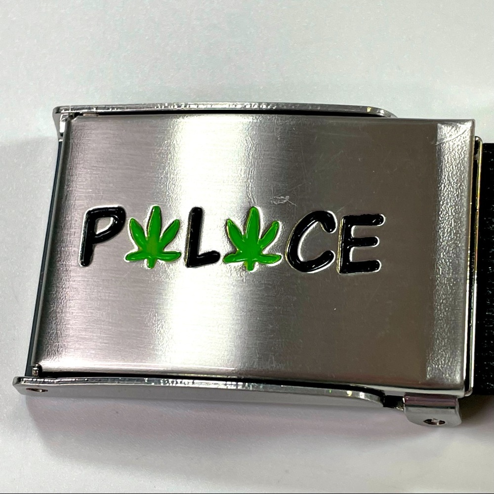 Palace Spellout W Pot Leaf Black Adjustable Belt 420 Friendly